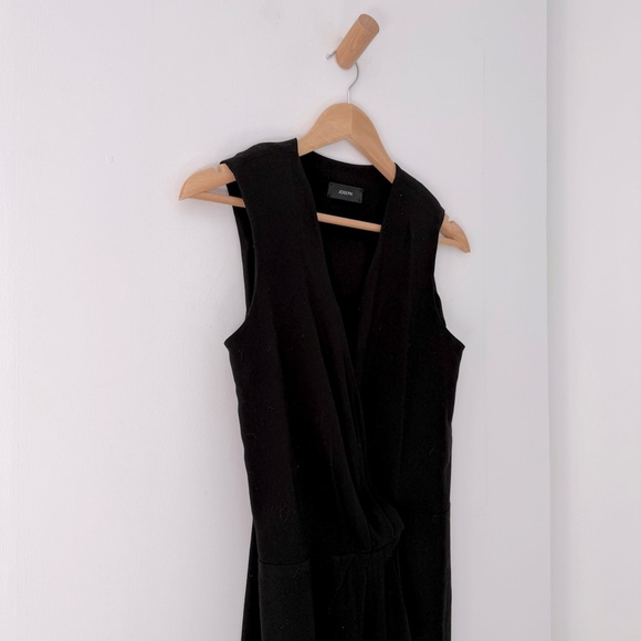 Joseph black crepe Stellina wrap front sleeveless dress - size 38 (US 6) - Picture 5 of 8